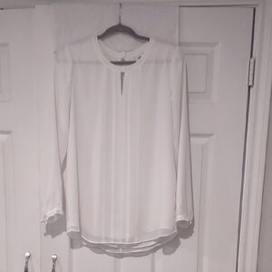 cabi #3150 Entice Long Sleeve Pleated Beautiful Cream Blouse Fully Lined Size Sm
